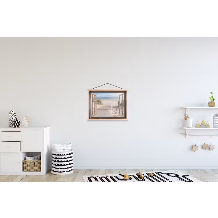 Doorkijk - Strand - Duinen - Pad - Landschap textielposter latten blank klein -kinderkamer