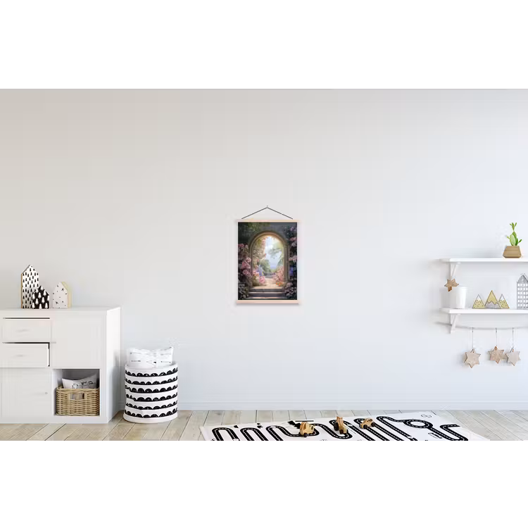 Doorkijk - Rozen - Vintage - Bloemen textielposter latten blank klein -kinderkamer