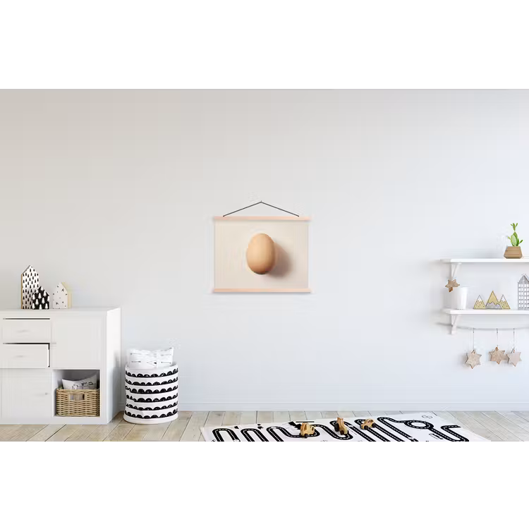 Ei - Beige - Ovaal - Egaal textielposter latten blank klein -kinderkamer