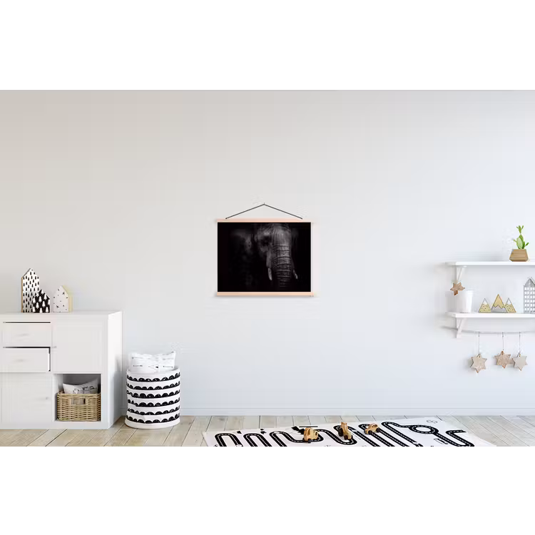 Olifant - Dier - Portret textielposter latten blank klein -kinderkamer