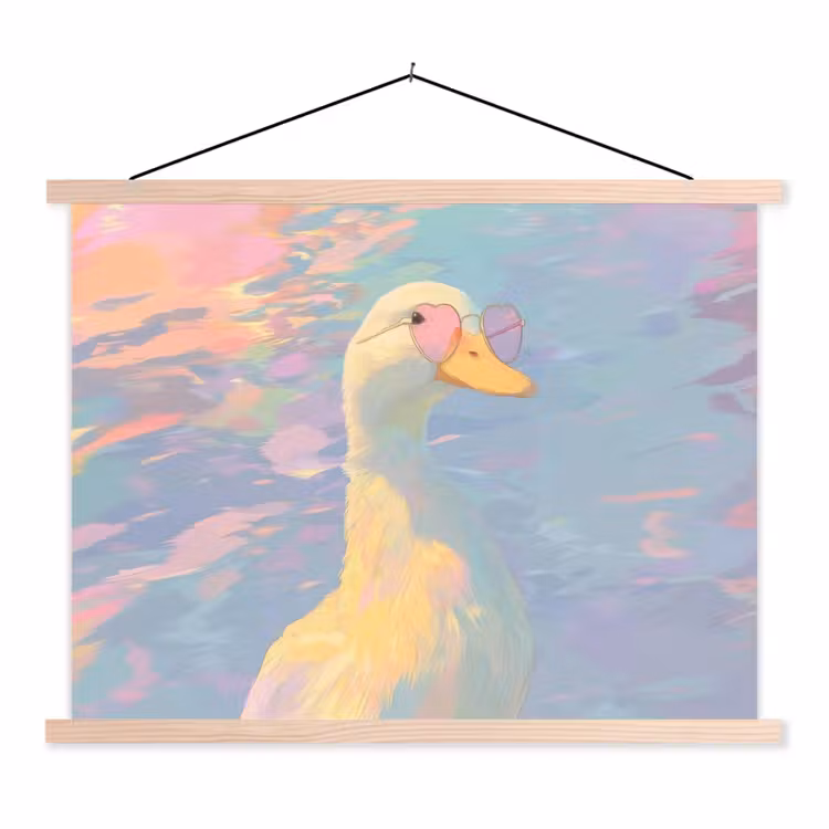 Eend - Zonnebril - Water textielposter latten blank klein -3d