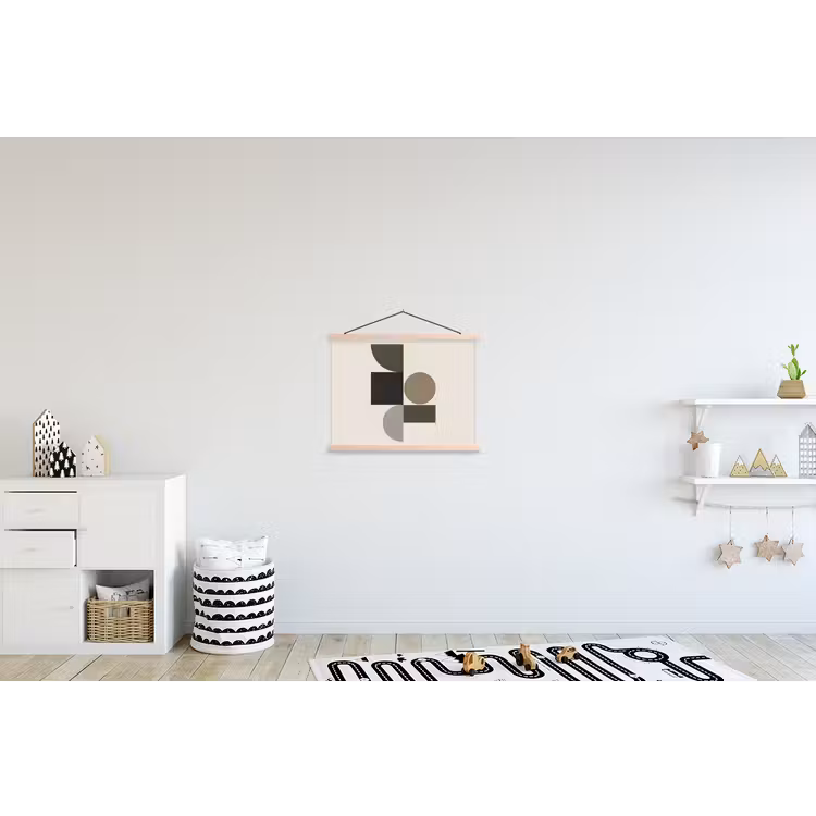 Aardetinten - Abstracte compositie - Eenvoudige vormen textielposter latten blank klein -kinderkamer