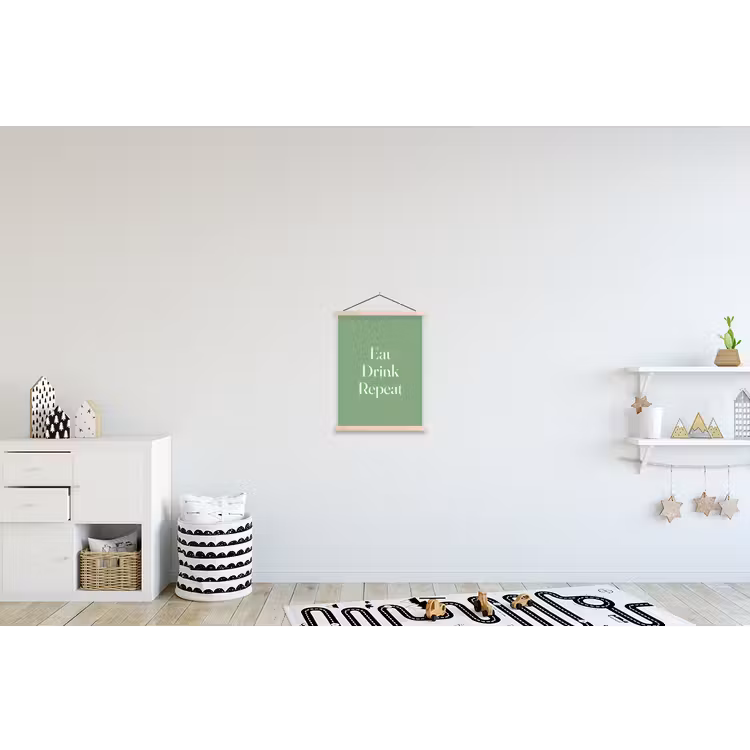 Eten - Drinken - Tekst - Mintgroen textielposter latten blank klein -kinderkamer