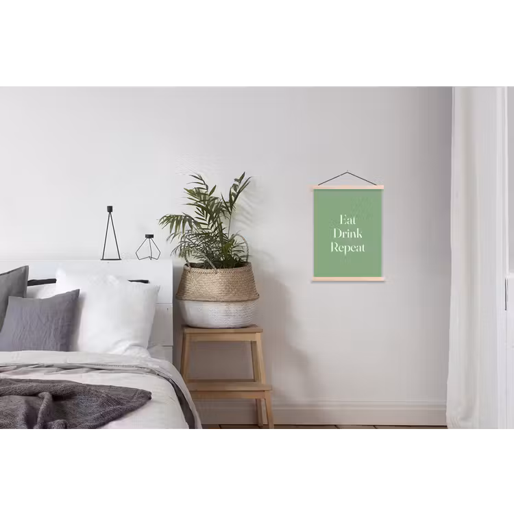 Eten - Drinken - Tekst - Mintgroen textielposter latten blank klein -woonkamer