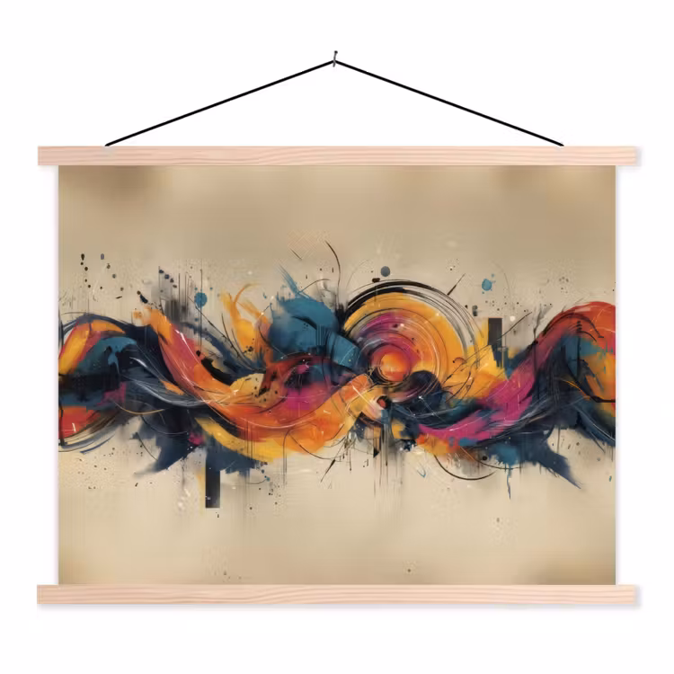 Explosie - Kleurrijk - Vormen - Abstract textielposter latten blank klein -3d