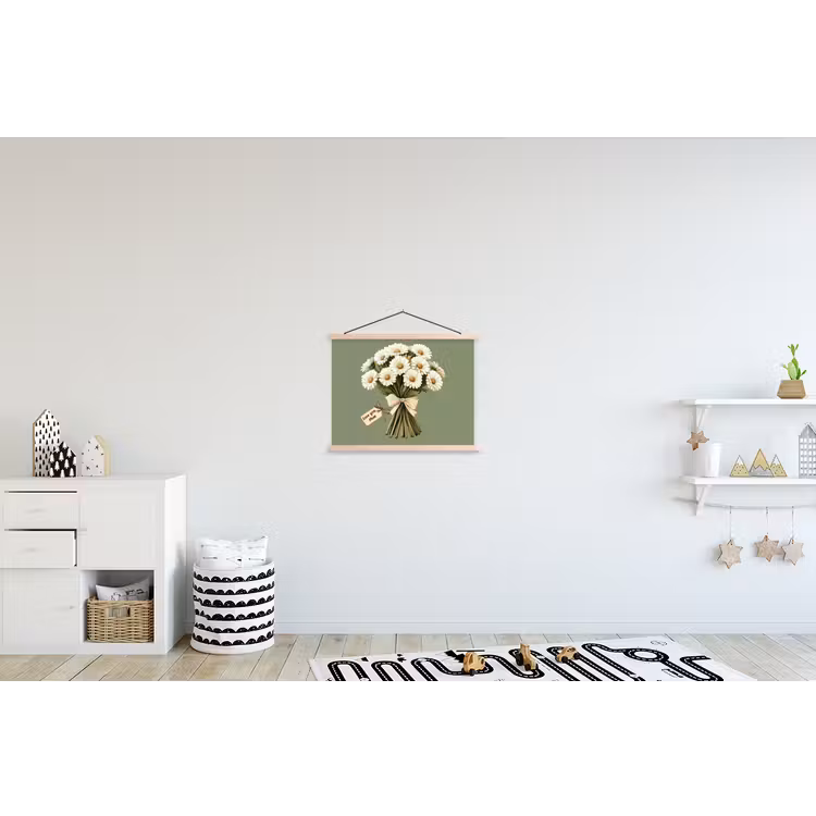 Lint - Boeket - Groen - Quote textielposter latten blank klein -kinderkamer