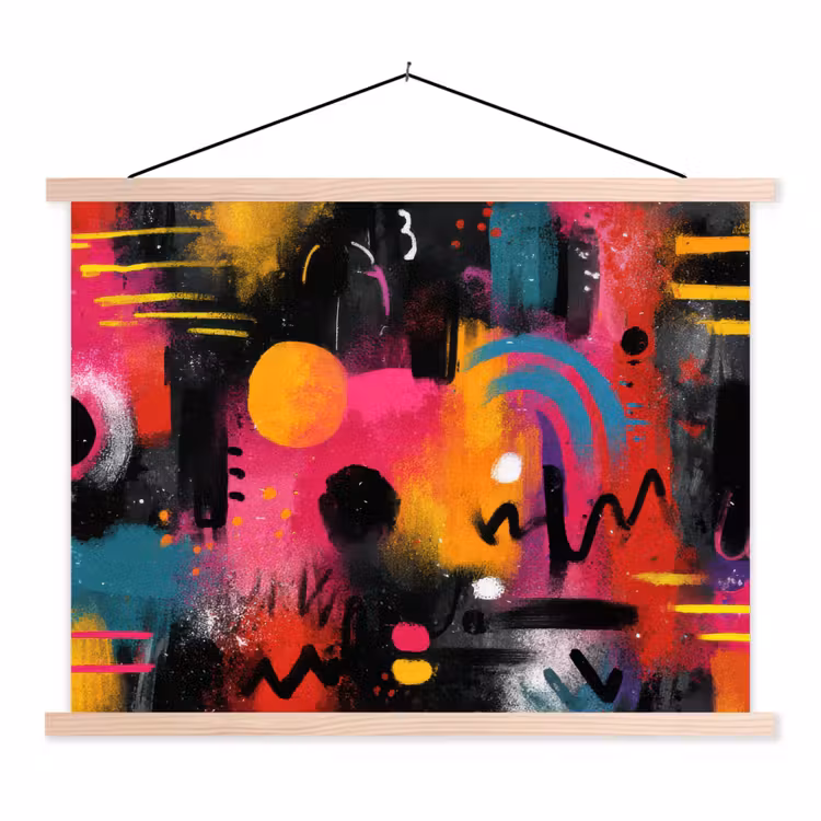 Kleurvlakken - Vormen - Kleurrijk - Abstract textielposter latten blank klein -3d