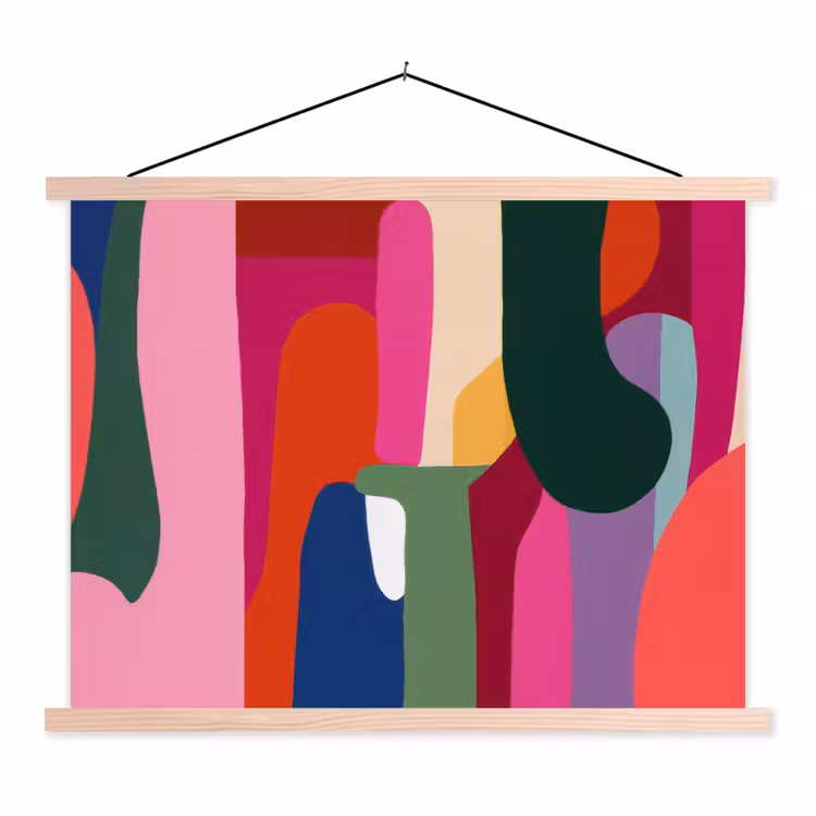 Kleurvakken - Recht - Rond - Abstract textielposter latten blank klein -3d