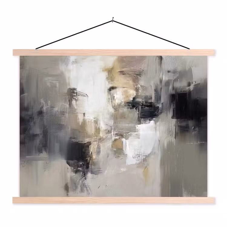 Kleurenpalet - Penseelstreken - Beige - Nevelig textielposter latten blank klein -3d