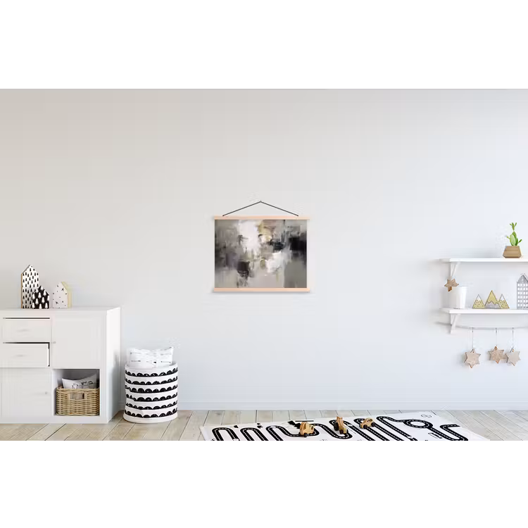 Kleurenpalet - Penseelstreken - Beige - Nevelig textielposter latten blank klein -kinderkamer