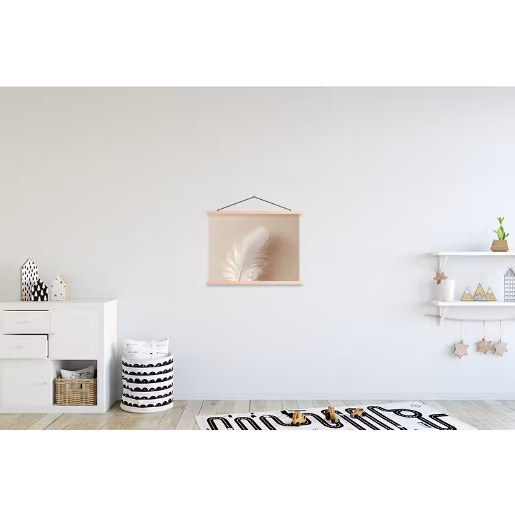 Veer - Minimalistisch - Roze textielposter latten blank klein -kinderkamer