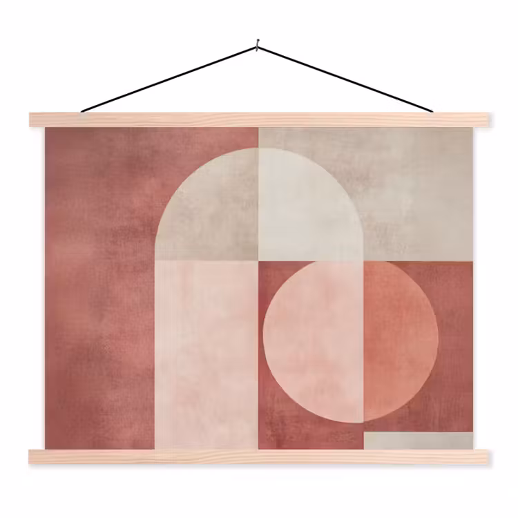 Figuren - Abstract - Roze textielposter latten blank klein -3d