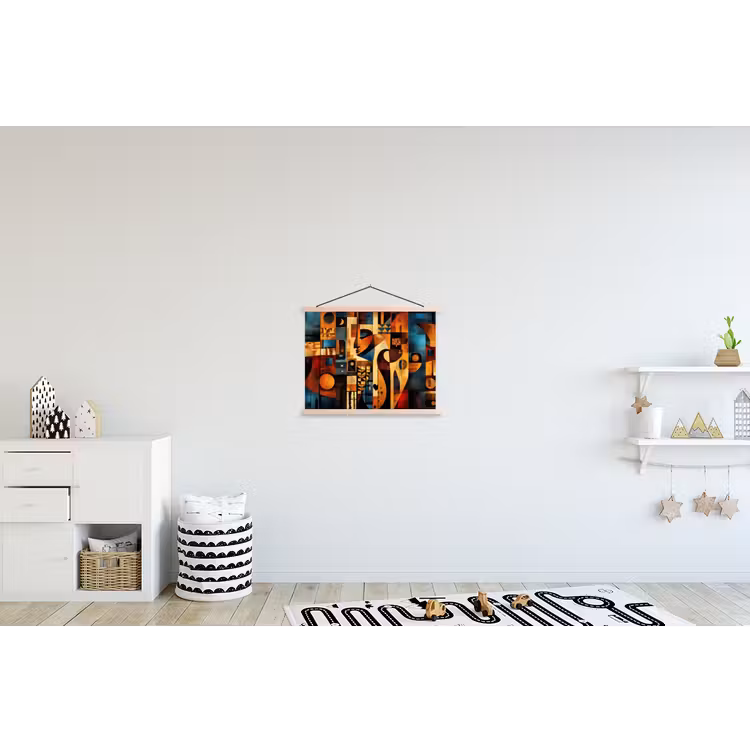 Figuren - Abstract - Symbolen textielposter latten blank klein -kinderkamer