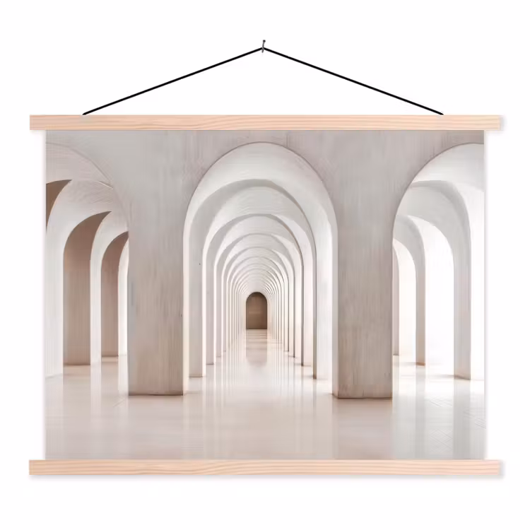 Hal - Bogen - Symmetrisch - Modern textielposter latten blank klein -3d