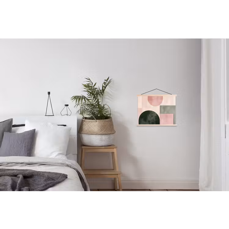 Vormen - Abstract - Cirkel - Zwart textielposter latten blank klein -woonkamer