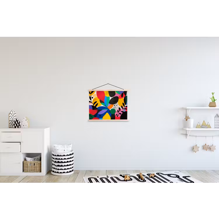Vormen - Stippen - Kleurrijk textielposter latten blank klein -kinderkamer