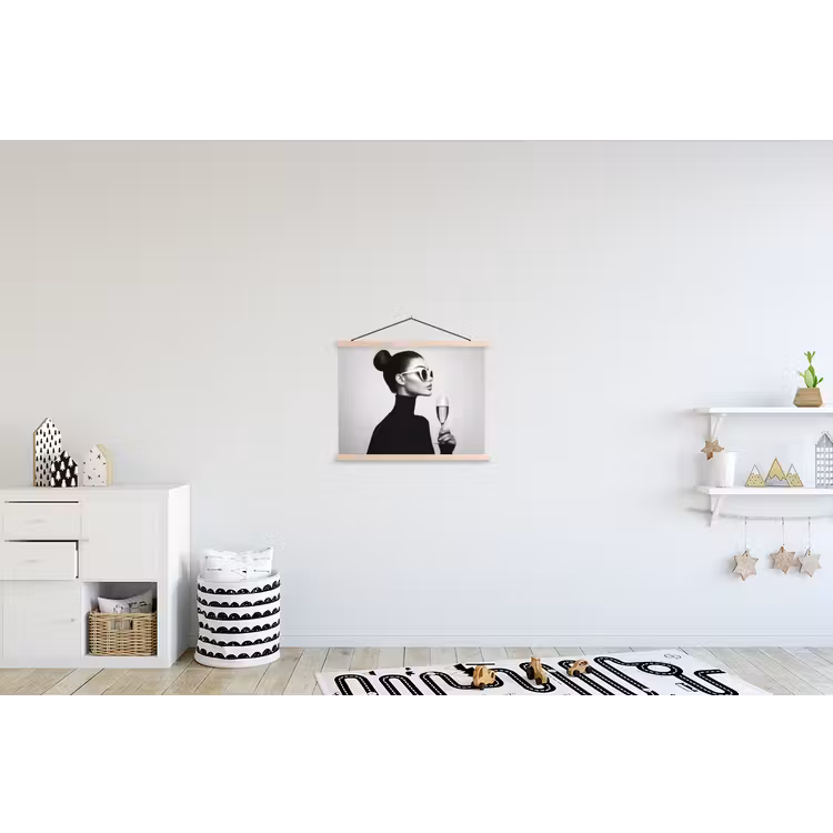 Vrouw - Champagne - Modern textielposter latten blank klein -kinderkamer