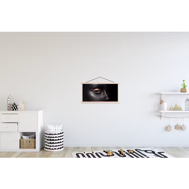 Vrouw - Make-up - Koper - Zwart textielposter latten blank klein -kinderkamer