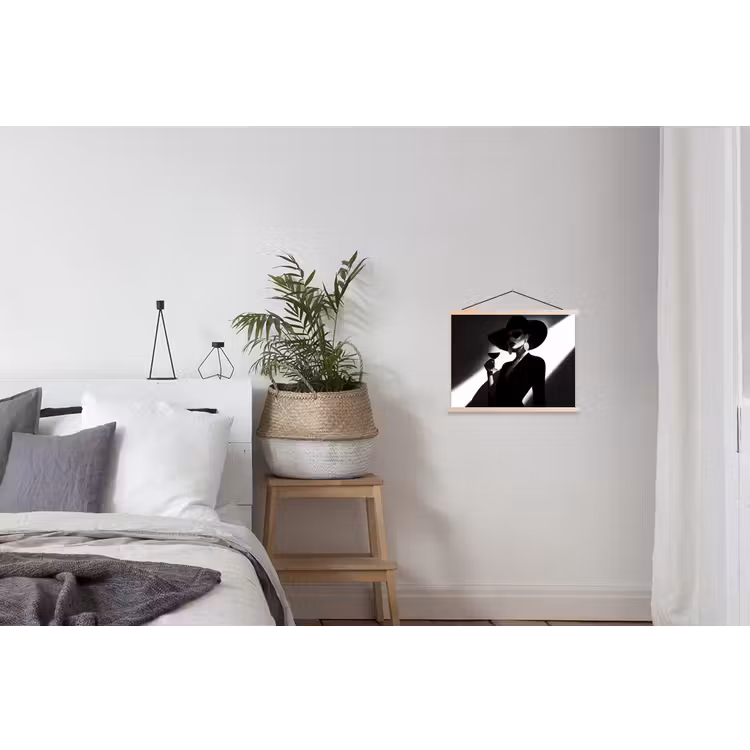 Vrouw - Wijn - Chic textielposter latten blank klein -woonkamer