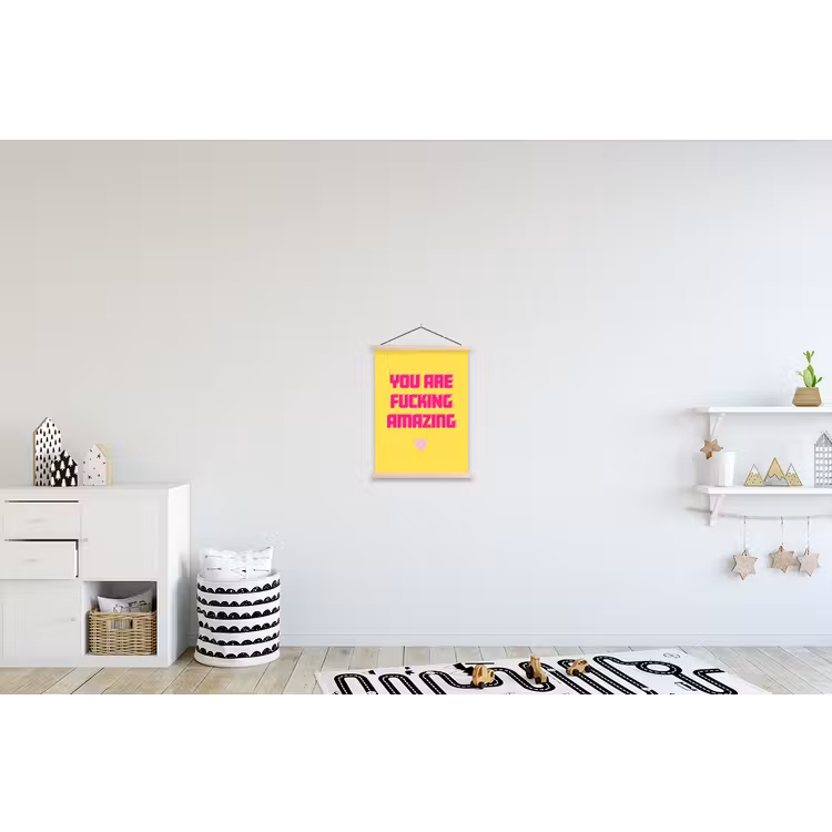 Geel - Valentijn - Tekst textielposter latten blank klein -kinderkamer