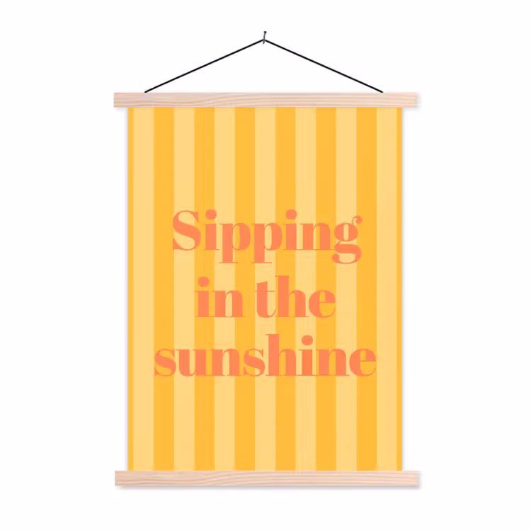 Gestreept - Geel - Sunshine - Letters textielposter latten blank klein -3d
