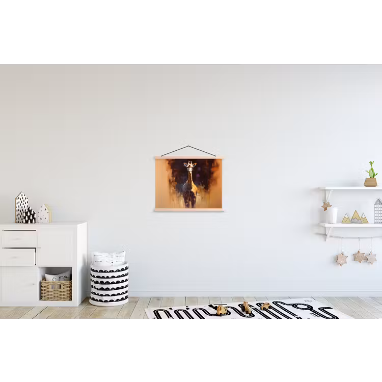 Giraf - Bruin - Abstract - Geschilderd textielposter latten blank klein -kinderkamer