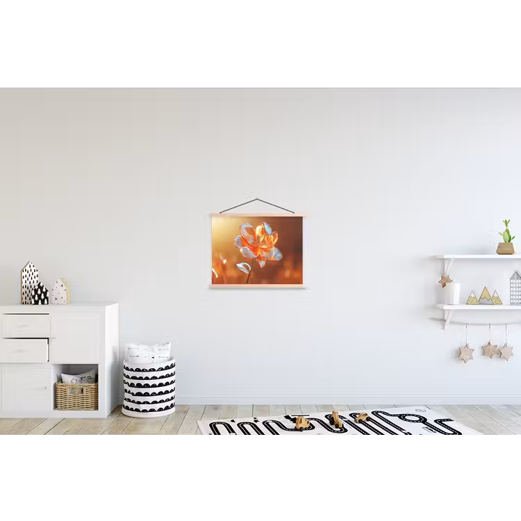 Glazen - Bloem - Zonlicht textielposter latten blank klein -kinderkamer