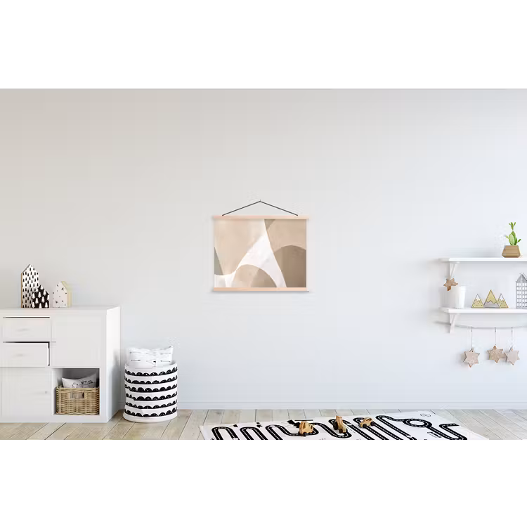 Vloeiende vlakken - Harmonieus - Golvend textielposter latten blank klein -kinderkamer