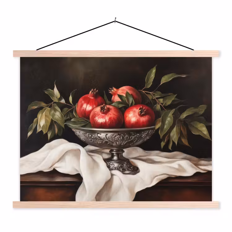 Granaatappels - Klassiek - Vintage textielposter latten blank klein -3d