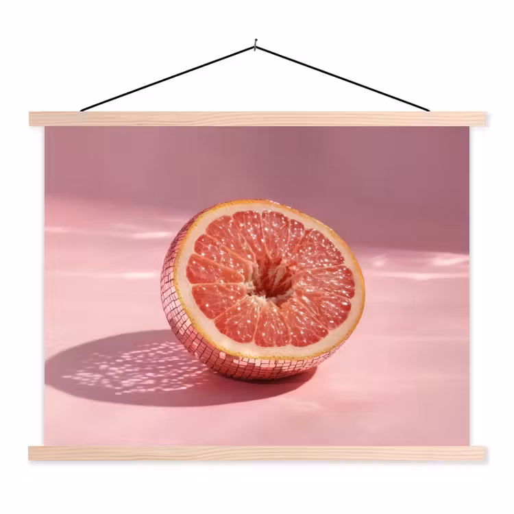 Grapefruit - Roze - Disco - Shiny textielposter latten blank klein -3d