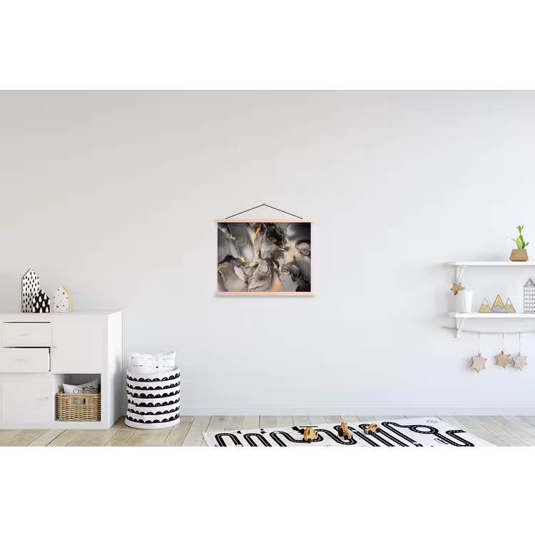 Grijs - Luxe - Goud - Marmer textielposter latten blank klein -kinderkamer