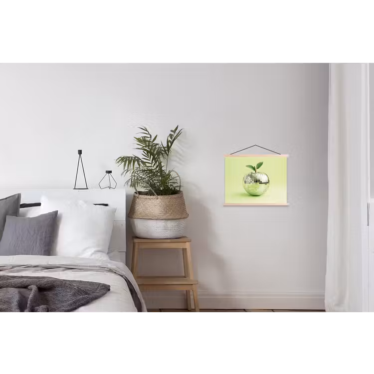 Groen - Disco - Decoratie - Appel textielposter latten blank klein -woonkamer