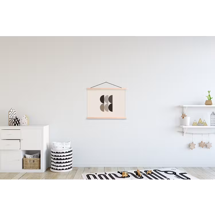 Halve cirkels - Aardetinten - Grafisch textielposter latten blank klein -kinderkamer