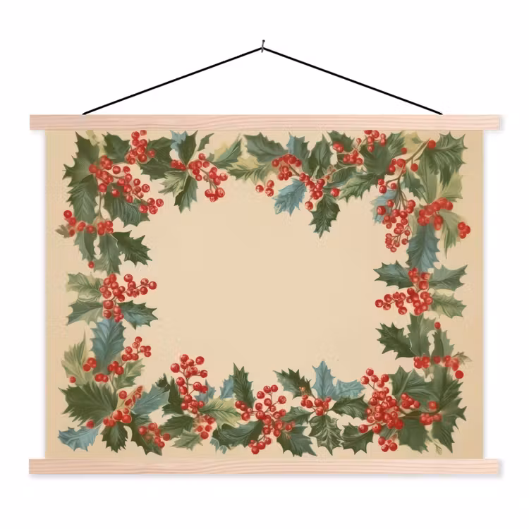 Hulstrand - Bessen - Beige textielposter latten blank klein -3d