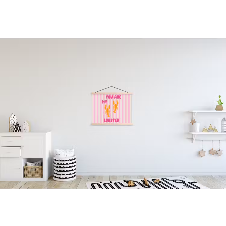 Lobster - Love - Valentijn textielposter latten blank klein -kinderkamer