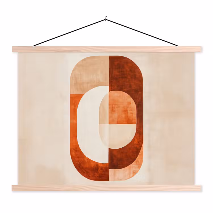 Illustratie - Abstract - Vormen - Rood textielposter latten blank klein -3d