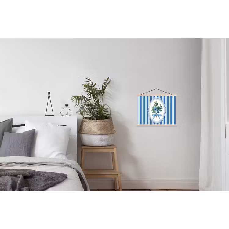 Illustratie - Bessen - Blauw - Strepen textielposter latten blank klein -woonkamer