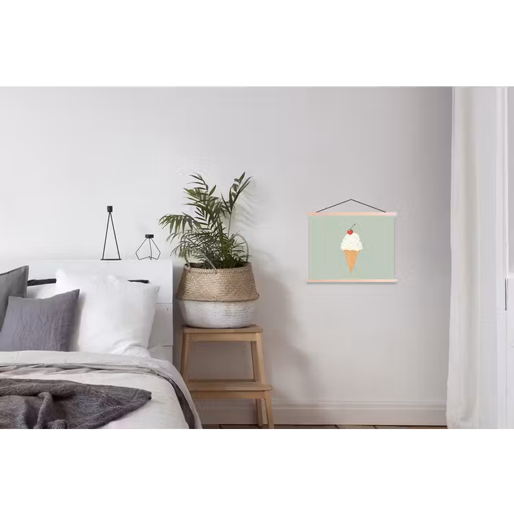 Illustratie - Ijsje - Spikkels - Kers textielposter latten blank klein -woonkamer