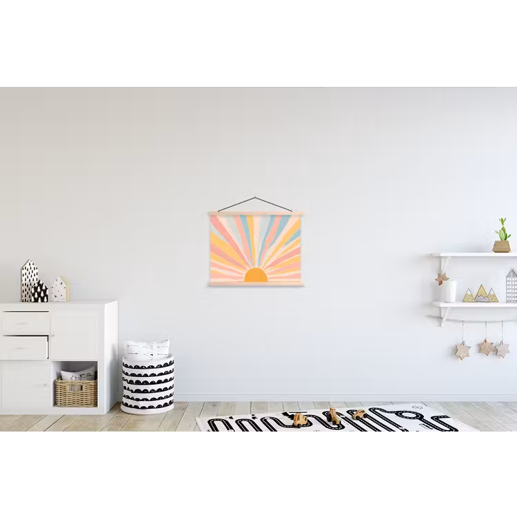 Illustratie - Zon - Pastelkleuren textielposter latten blank klein -kinderkamer