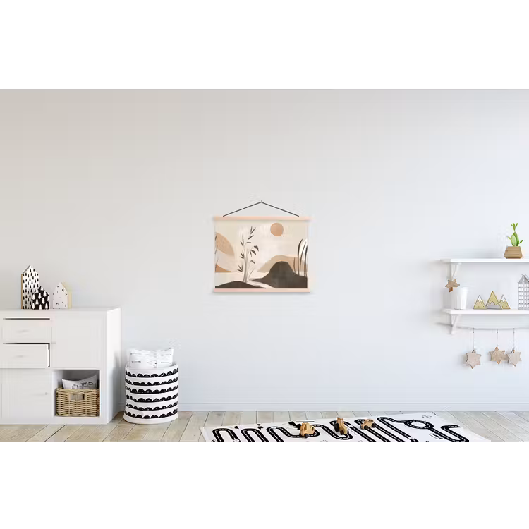 Japandi - Landschap - Beige textielposter latten blank klein -kinderkamer