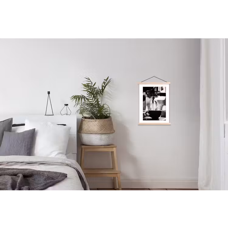 Coffee - Espresso - Koffiemachine - Kop textielposter latten blank klein -woonkamer