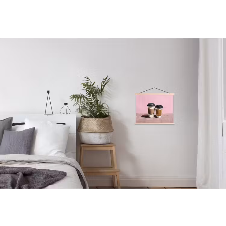 Koffiebekers - Deksel - Verf - Textuur textielposter latten blank klein -woonkamer