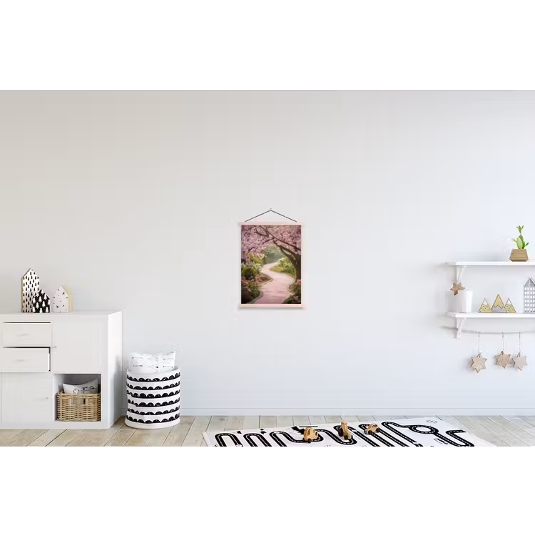 Kersenbloesem - Natuur - Sakura - Pad - Japanse tuin textielposter latten blank klein -kinderkamer