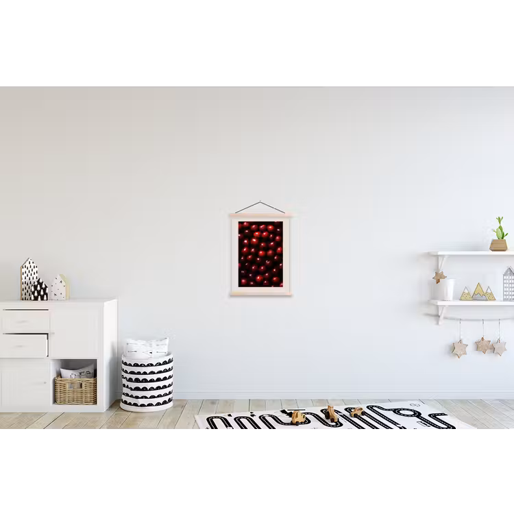 Kersen - Rood textielposter latten blank klein -kinderkamer