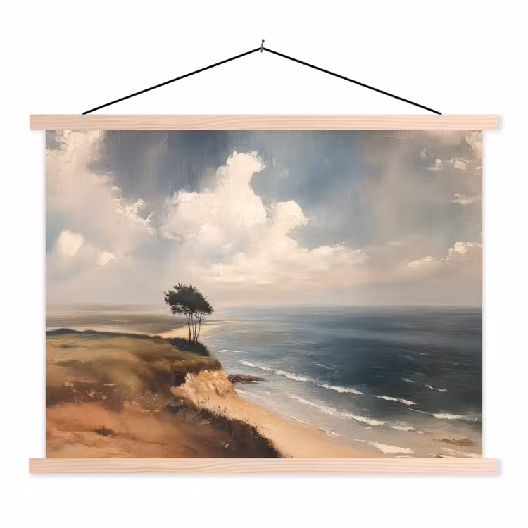 Klif - Zee - Boom textielposter latten blank klein -3d