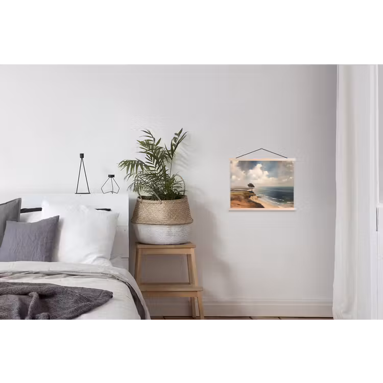 Klif - Zee - Boom textielposter latten blank klein -woonkamer