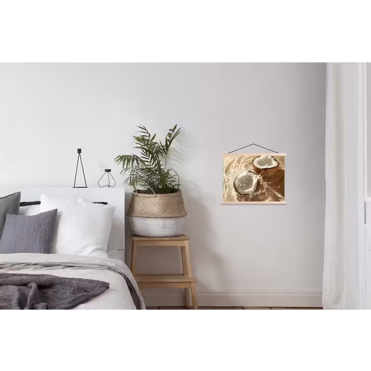 Kokosnoot - Water - Beige - Spetters textielposter latten blank klein -woonkamer