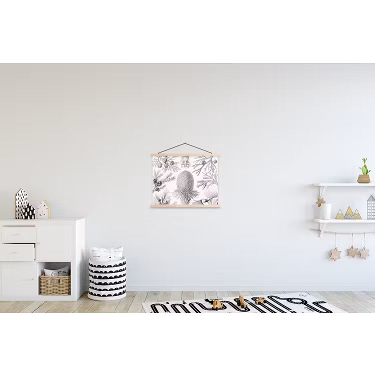 Tuinposter zwart wit - Ernst Haeckel - Kunst - Retro - Tuin textielposter latten blank klein -kinderkamer