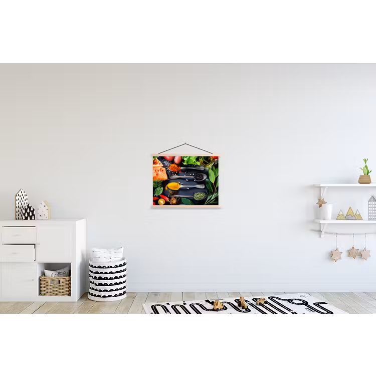 Kruiden - Lepels - Keuken - Specerijen textielposter latten blank klein -kinderkamer