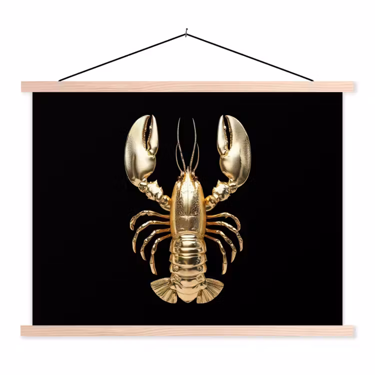 Kreeft - Goud - Textuur - Zwart textielposter latten blank klein -3d